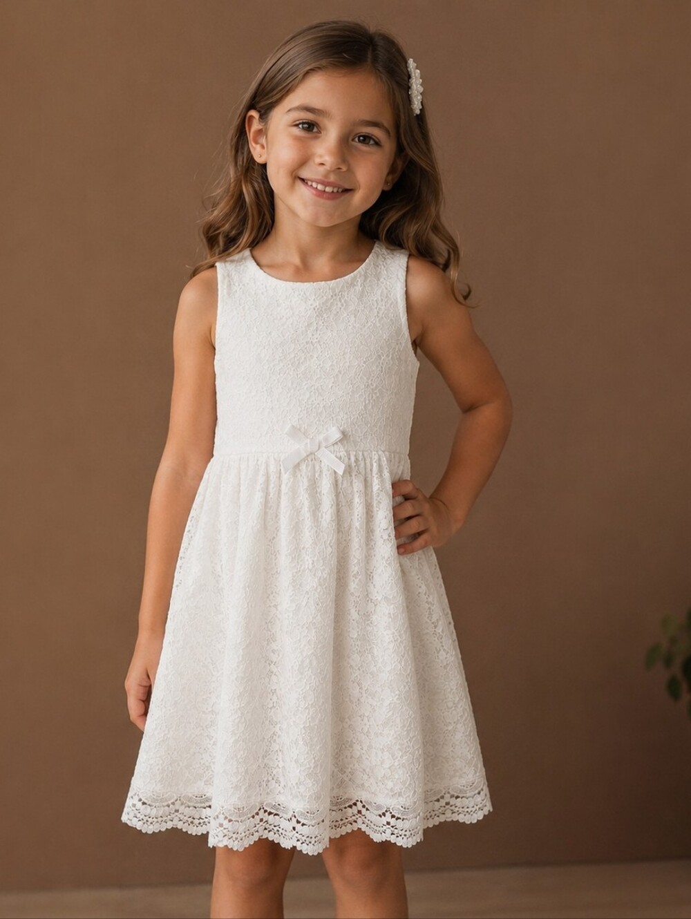 H&M Girls' White Lace Sleeveless Dress Sz 6-8
